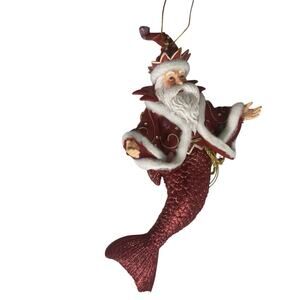 December Diamonds 2013 King Neptune Merman Ornament Red Glitter 55-90815 Fantasy
